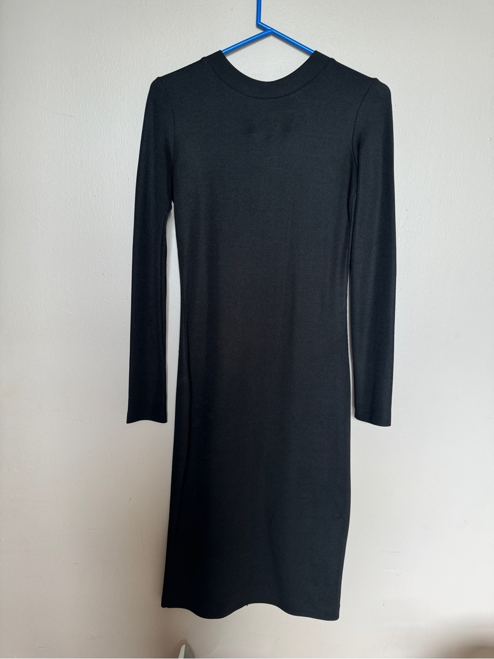 Zara Black Long-Sleeve Slim Fit Midi Dress